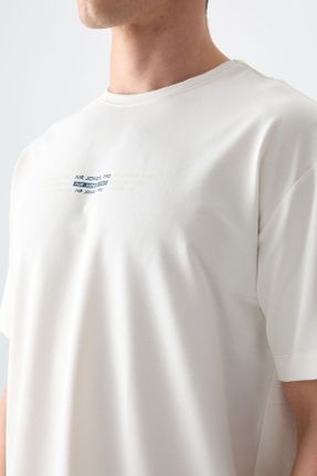 تی شرت نباتی مردانه یقه گرد پنبه - پلی استر اورسایز تکی جوان کد 811844001