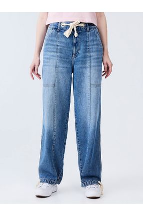 شلوار جین آبی زنانه پاچه گشاد فاق بلند کد 831988118