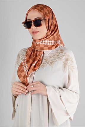 روسری قهوه ای پلی استر Alvina - کد 801113806