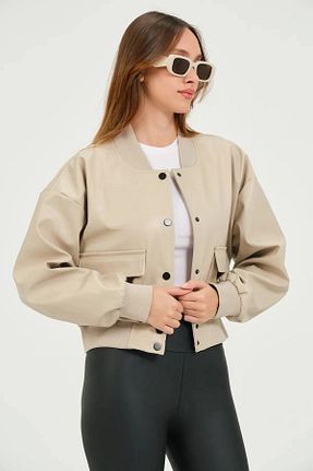 کت بژ زنانه Bomber miss fasion - کد 832022001