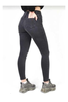شلوار جین طوسی زنانه پاچه تنگ فاق بلند جین جوان بلند کد 672503078
