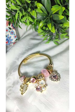 دستبند استیل طلائی زنانه فولاد ( استیل ) کد 830419098