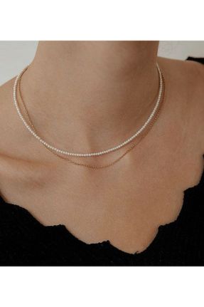گردنبند جواهر سفید زنانه منجوق کد 831967334