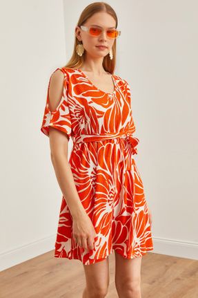 لباس نارنجی زنانه بافتنی پلی استر رگولار کد 831637069
