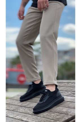 کفش اسنیکر مشکی مردانه بدون بند چرم مصنوعی کد 827226147