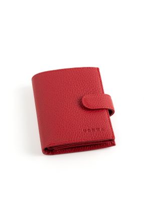 کیف پول قرمز زنانه چرم طبیعی سایز کوچک کد 783609404
