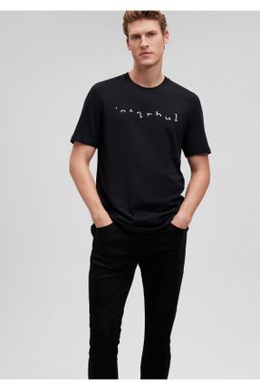 تی شرت مشکی مردانه رگولار یقه گرد پنبه (نخی) کد 235020685