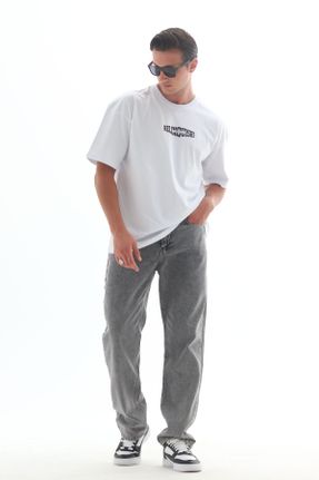 شلوار جین طوسی مردانه پاچه راحت فاق بلند جوان کد 755952334
