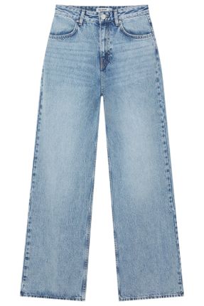شلوار جین آبی زنانه پاچه گشاد فاق بلند کد 745821304