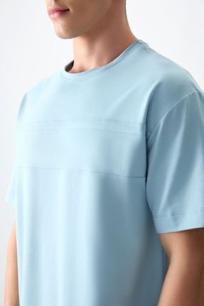 تی شرت سرمه ای مردانه اورسایز یقه گرد پنبه - پلی استر تکی کد 812609907