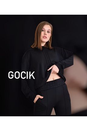 ست بالاتنه و پائین تنه مشکی زنانه بافتنی GOCIK - کد 790653651