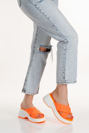 صندل نارنجی زنانه پاشنه تخت PASSAGE SHOES - کد 831776243