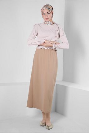 بلوز حجاب بژ زنانه رگولار Alvina - کد 804406241