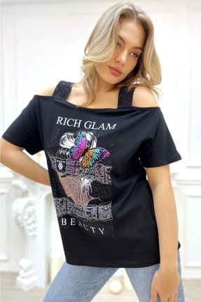 تی شرت مشکی زنانه سایز بزرگ تکی کد 310873417