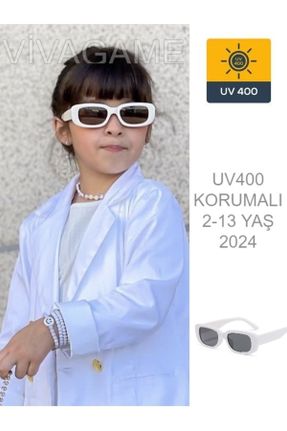 عینک آفتابی سفید بچه گانه بچه گانه UV400 مستطیل کد 829413345