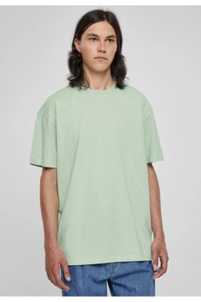 تی شرت سبز مردانه اورسایز یقه گرد تکی کد 669495953