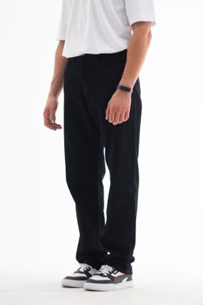 شلوار جین مشکی مردانه پاچه راحت فاق بلند جوان کد 755952315