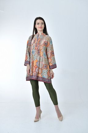 پیراهن نارنجی زنانه اورسایز Gezginimport - کد 814109372