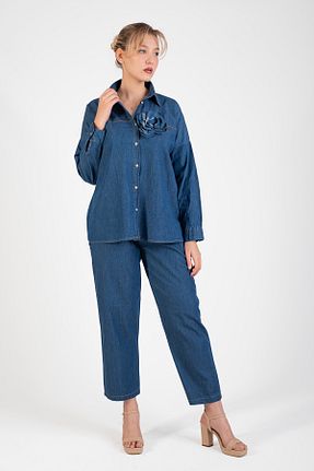 ست بالاتنه و پائین تنه آبی زنانه جین Hatun Atila - کد 831298760
