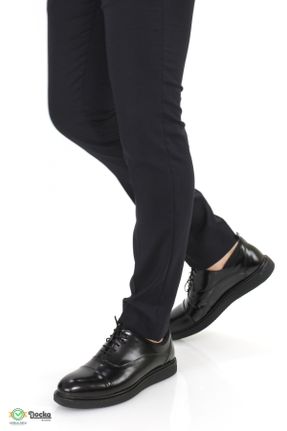 کفش کلاسیک مشکی مردانه چرم طبیعی پاشنه کوتاه ( 4 - 1 cm ) پاشنه ساده کد 831955400