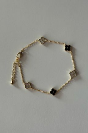 دستبند جواهر مشکی زنانه روکش طلا کد 832059706