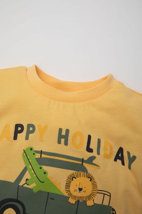 تی شرت زرد بچه گانه رگولار یقه گرد کد 832025366