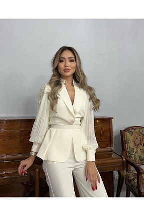 ست بالاتنه و پائین تنه سفید زنانه بافتنی guller tekstil - کد 808952116