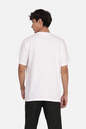 تی شرت سفید مردانه ریلکس یقه گرد کد 809858545