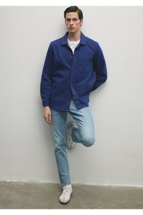 شلوار جین آبی مردانه پاچه تنگ پنبه (نخی) کد 810719609