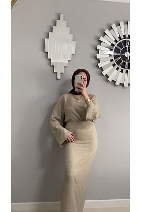 پیراهن بژ زنانه جین رگولار کد 826642588