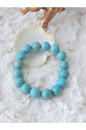 دستبند استیل (فولاد) رنگی زنانه سنگ طبیعی Lotus Hediye - کد 832020142