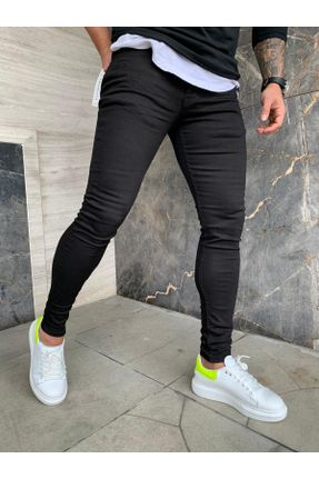 شلوار جین مشکی مردانه پاچه تنگ پنبه (نخی) پوشاک ورزشی بلند کد 123727459