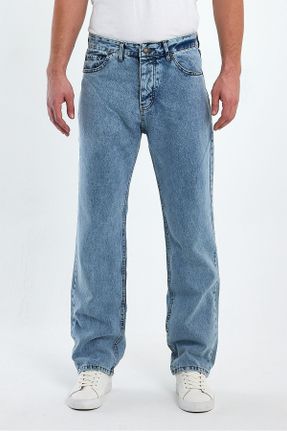 شلوار جین آبی مردانه پاچه گشاد فاق بلند جین اورسایز بلند کد 789464002