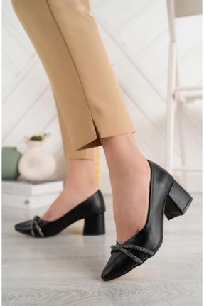 کفش پاشنه بلند کلاسیک مشکی زنانه چرم مصنوعی پاشنه ساده پاشنه کوتاه ( 4 - 1 cm ) کد 763204223