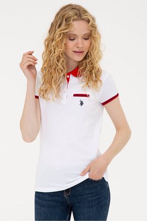 پولوشرت سفید زنانه پنبه ای U.S. Polo Assn. - کد 117995332