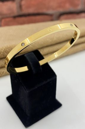دستبند استیل طلائی زنانه فولاد ( استیل ) کد 52135921