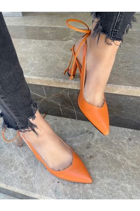 کفش پاشنه بلند کلاسیک نارنجی زنانه چرم مصنوعی volante - کد 82590937