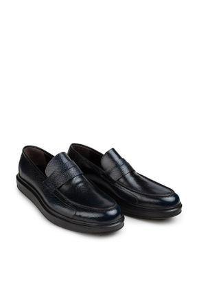 کفش لوفر سرمه ای مردانه چرم طبیعی پاشنه کوتاه ( 4 - 1 cm ) کد 118968211
