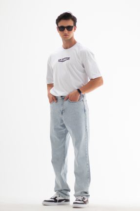 شلوار جین آبی مردانه پاچه راحت فاق بلند جوان کد 755952313