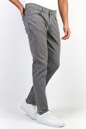 شلوار جین طوسی مردانه پاچه لوله تفنگی HLT JEANS - کد 198791823