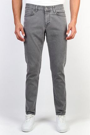 شلوار جین طوسی مردانه پاچه لوله تفنگی HLT JEANS - کد 198791823