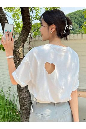 تیشرت سفید زنانه اورسایز FAVORİST - کد 832157089