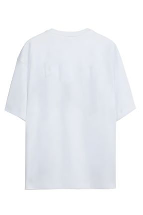 تی شرت سفید زنانه اورسایز یقه گرد تکی کد 832184667