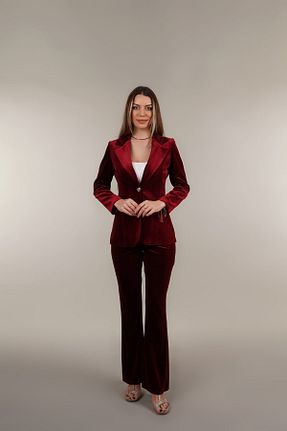 ست بالاتنه و پائین تنه زرشکی زنانه بافتنی Raheel Fashion - کد 821164855