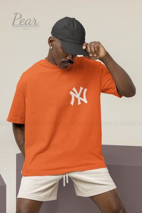 تی شرت نارنجی مردانه اورسایز یقه گرد تکی بیسیک کد 832245725