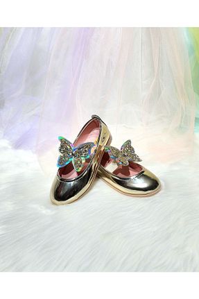 بابت طلائی بچه گانه چرم مصنوعی patik ayakkabı - کد 671132687