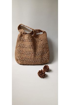 کیف دوشی بژ زنانه حصیر Hyacinthateliercraft - کد 832316723