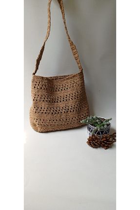 کیف دوشی بژ زنانه حصیر Hyacinthateliercraft - کد 832316723