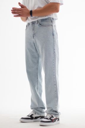 شلوار جین آبی مردانه پاچه راحت فاق بلند جوان کد 755952313