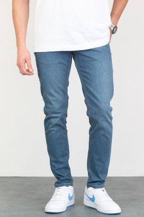 شلوار جین آبی مردانه پاچه تنگ اسلیم جوان کد 93075565